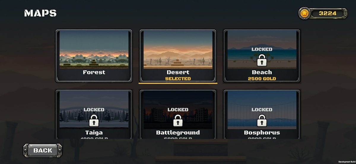 Map selection with locked and unlocked maps.
