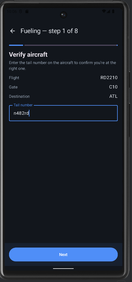 Fuelling wizard, tail verification.